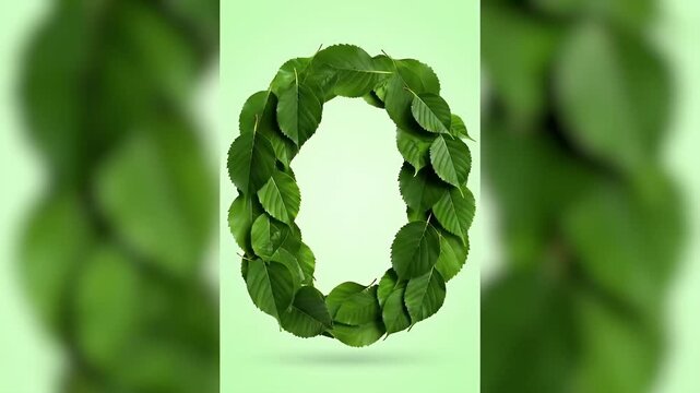 Green Leaf Letter C Isolated On Light Green Background With Natural Leaf Texture