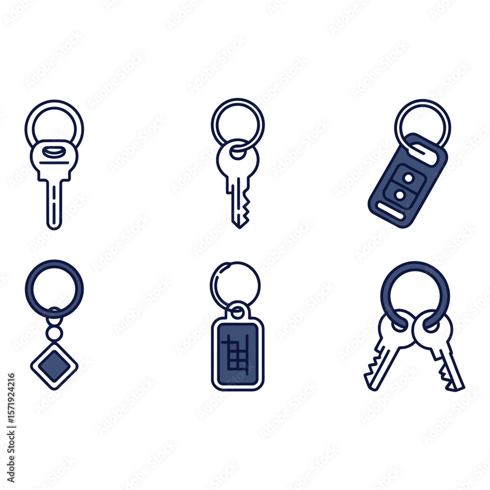 Poster modern keychains simple line art icons minimalist style clean design