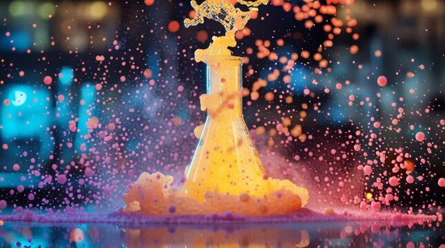 colorful explosion from lab beaker