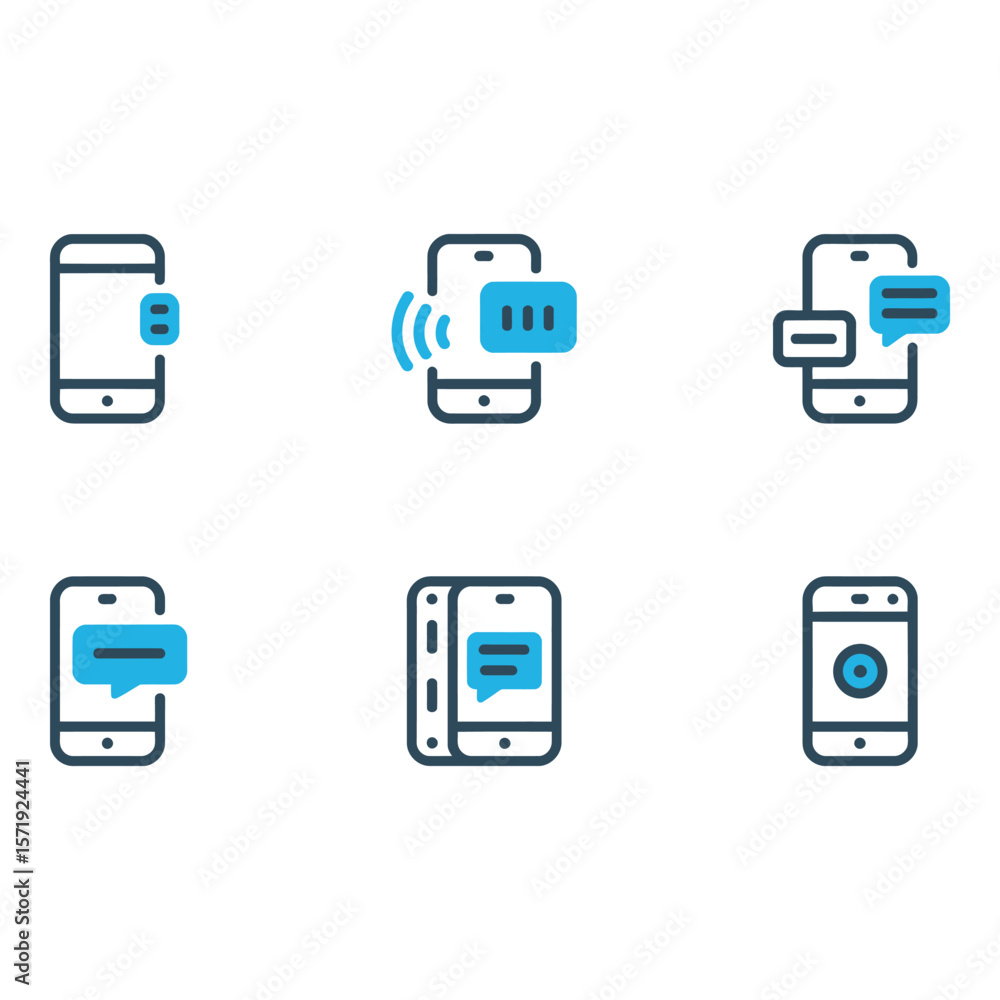 Poster modern smartphone app icons messaging notifications and wireless communication