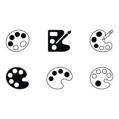 Obraz premium Set of Six Artist s Palettes Black White and Line Art Icons Graphic Design Elements