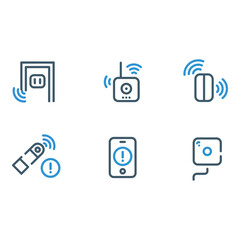 Wireless Security System Icons Modern Flat Design Alert and Warning Signals Technology Concept