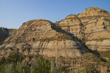 Sandstone rock formations at North Unit at Theodore Roosevelt National Park, North Dakota