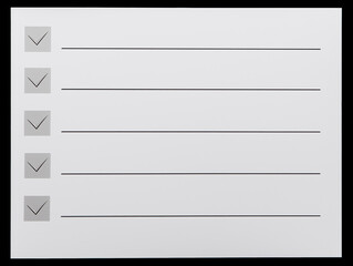 Checklist with empty lines for organizing tasks and activities in a structured manner