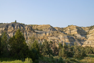 Sandstone rock formations at North Unit at Theodore Roosevelt National Park, North Dakota