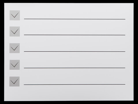 Checklist with empty lines for organizing tasks and activities in a structured manner