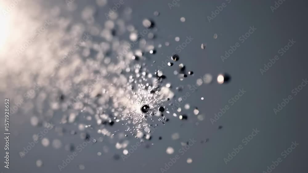 Poster sparkling glitter exploding on gray background