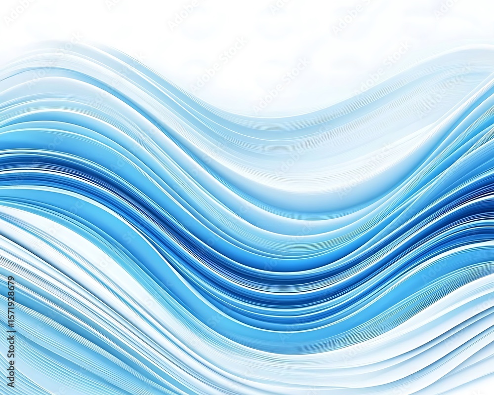 Poster abstract blue wave lines pattern on a white background with space for your text. abstract light blue