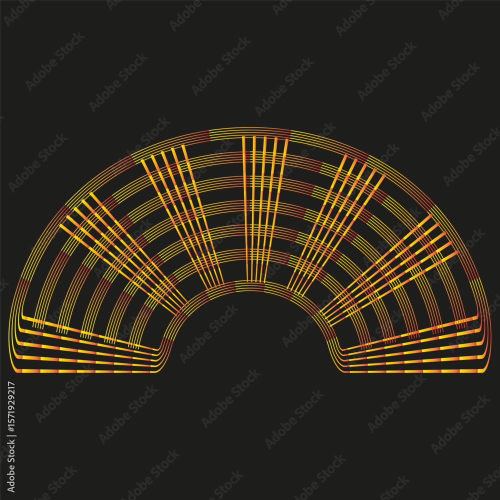 Poster curved line abstract. radial arc pattern. gradient color illustration. vector modern art.