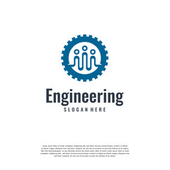 Engineering Logo designs concept vector, People Gear logo template