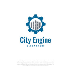 Fototapeta premium City Engine Logo designs template, Gear Building logo template