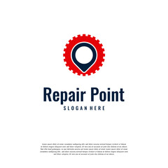 Repair Point logo designs concept vector, Gear Pin logo template