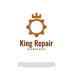 Crown gear vector logo designs, King Service logo template