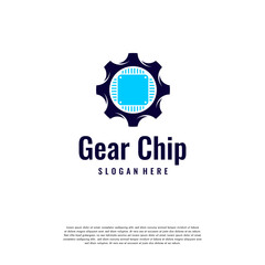 Gear Chip Logo designs template, Technology Industry logo template