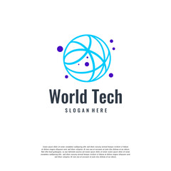 World Tech logo designs concept vector, Globe logo template symbol
