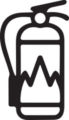 Silhouette of a fire extinguisher features a cylindrical body with a nozzle and handle on top.