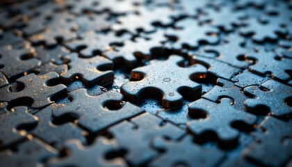 Connecting Puzzle Pieces Together Showing Problem Solving and Strategy Concept