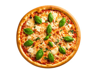 Pizza with mushrooms and cheese isolated on transparent background.