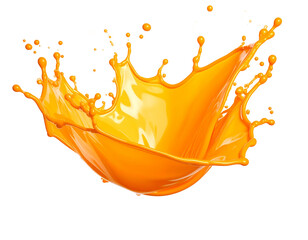 Orange juice splashed isolated on transparent background