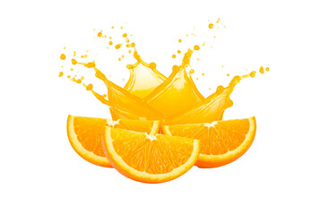 Orange juice splashed isolated on transparent background