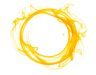 Abstract yellow circle smoke isolated on transparent background.