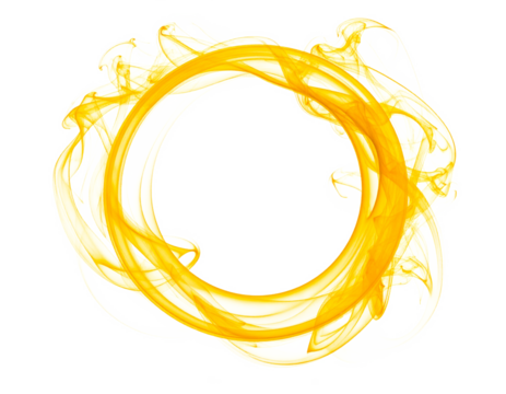 Abstract yellow circle smoke isolated on transparent background.