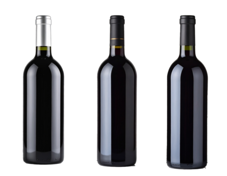 Set of red wine bottle isolated isolated on transparent background