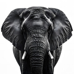 black elephant isolated on white background, 