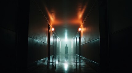 Ghostly Figure in Dark Hallway A Spooky Image