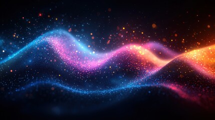 Obraz premium Abstract, vibrant waves of glowing particles