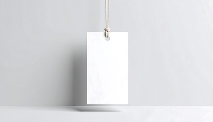 Blank White Tag Hanging on String Mockup