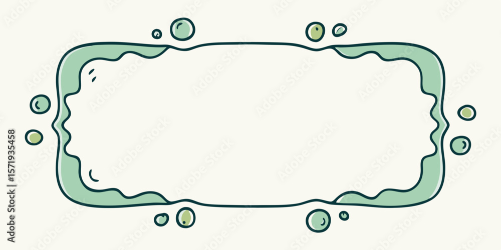 Fototapete green bubbly frame design element for graphic projects and creative content with space for text and 