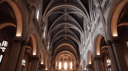 Fototapeta premium The ornate arches and vaulted ceilings of a grand cathedral create a sense of awe