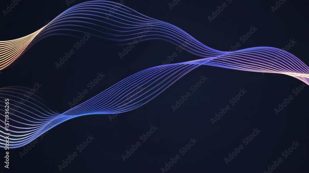 Poster smooth flowing gradient lines creating elegant waves on dark background