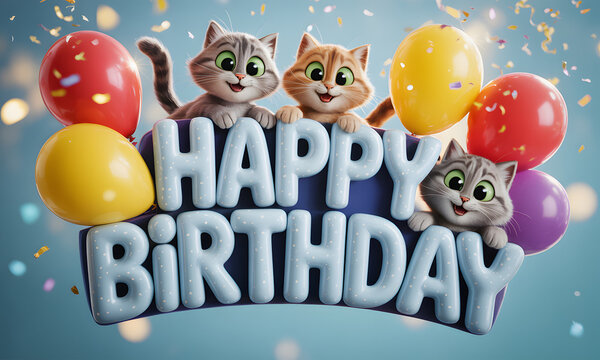 Cartoon cats birthday greeting