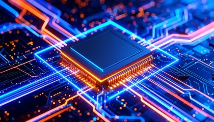 Obraz premium CPU on a glowing circuit board