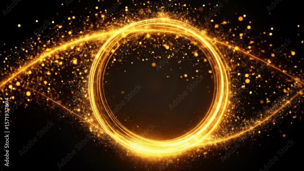 Poster Golden Circle Frame With Sparkling Light Effect