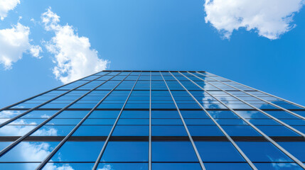 A tall building with a blue sky in the background