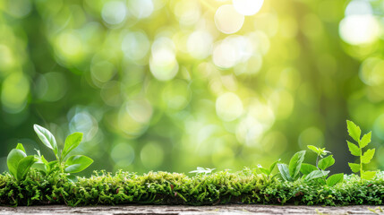 A lush green field with a few plants and a tree