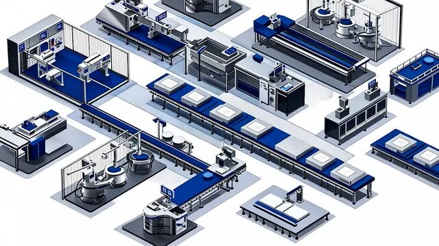 Industrial production process isometric view