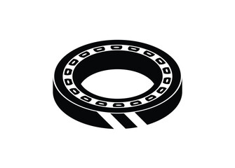 Ball bearing simple illustration in black and white. Simple isolated illustration.