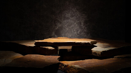 cosmetic background podium made of natural stones