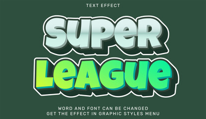 Super league text effect in 3d design