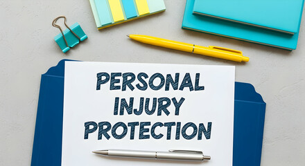 Personal Injury Protection: Legal Documentation and Office Essentials on Desk