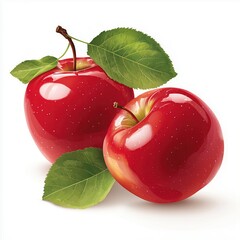 two 2d vector cartoon apples on the cover of an advertisement white background, close-up, vector graphics, abstract fruit concept