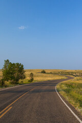 Road thru North Unit at Theodore Roosevelt National Park, North Dakota, USA