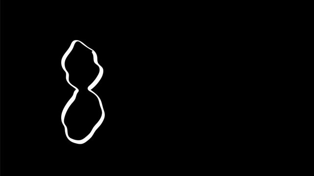 2d Animation cartoon character drawing of a smoke cloud splitting in two on white, black and green screen in 4k ultra-high-definition.