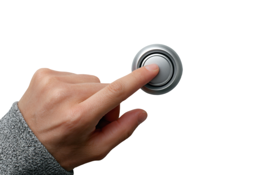 3D Render a person's hand is pressing a button