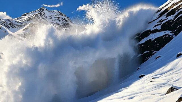 Massive avalanche erupts in snowy mountains