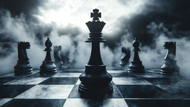 Chess king piece dramatic dark background, World Chess Day